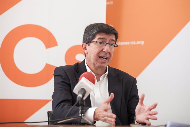 El líder andaluz de Cs, Juan Marín, durante la entrevista