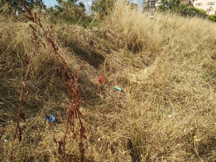 Solar con vegetación seca en Getafe