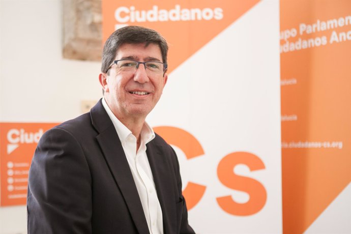 El líder de Cs Andalucía, Juan Marín, durante la entrevista