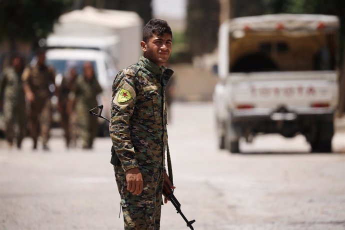 Miliciano de las FDS en Raqqa
