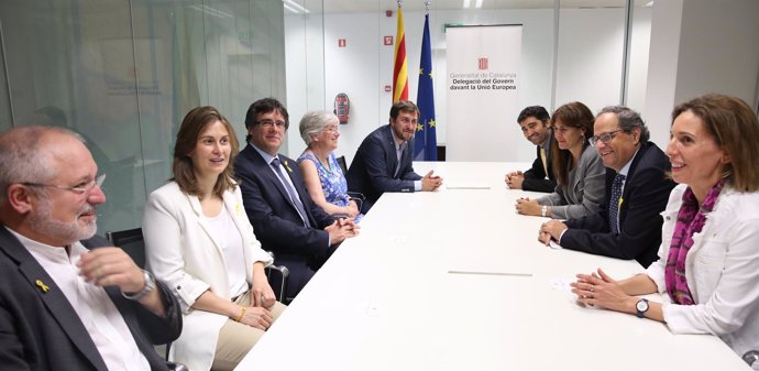 Reunión de Carles Puigdemont con Quim Torra, consellers y exconsellers
