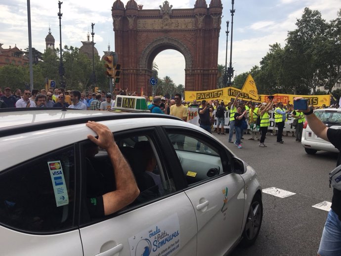 Manifestación de taxistas en Barcelona