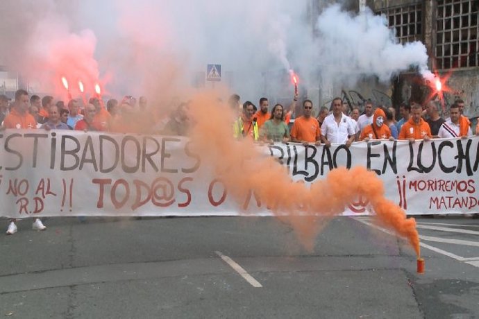 Estibadores de Bilbao en huelga