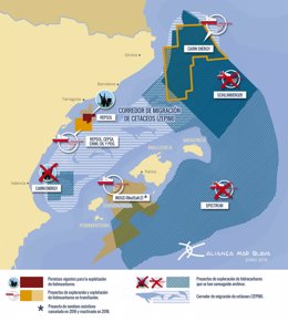 Mapa Alianza Mar Blava sobre prospecciones