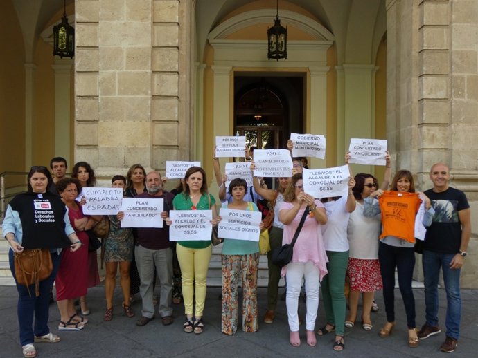 Trabajadores en una protesta