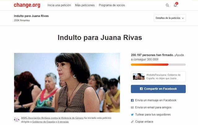 La petición para que concedan el indulto a Juana Rivas