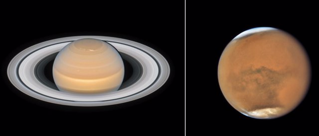 Saturno y Marte, a vista del Hubble