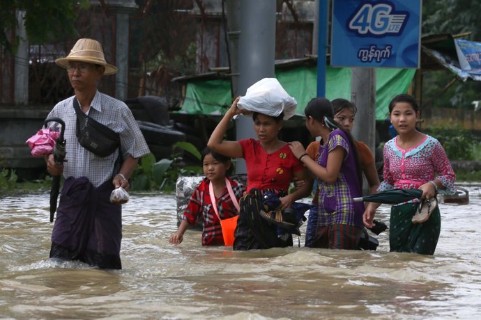 Inundaciones por el monzón en Birmania