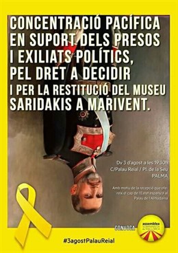 Cartel de la concentración con motivo de la recepción del Rey en la Almudaina
