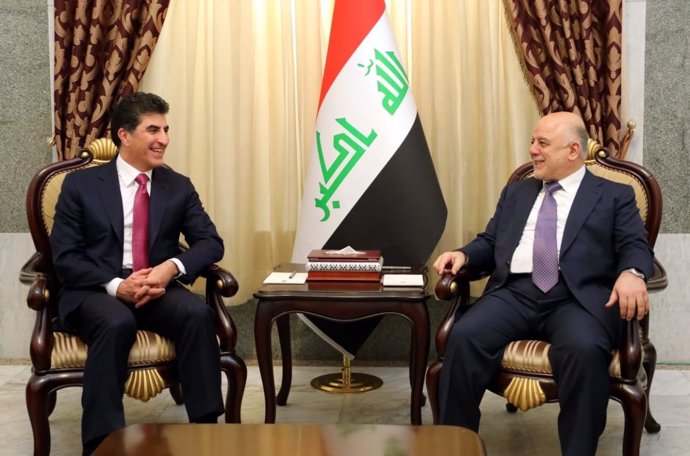 Al Abadi y el primer ministro del Kurdistán iraquí, Nechirvan Barzani