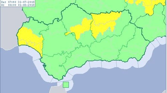 Avisos por altas temperaturas activos en Andalucía este 31 de julio