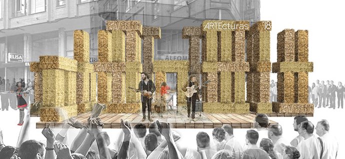 Vista del escenario efímero de alpacas que se instalará en Artecturas