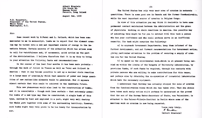 Carta Einstein-Szilard a Roosevelt
