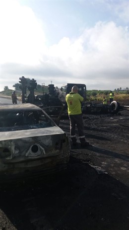 Corte de tráfico por el accidente de un camión