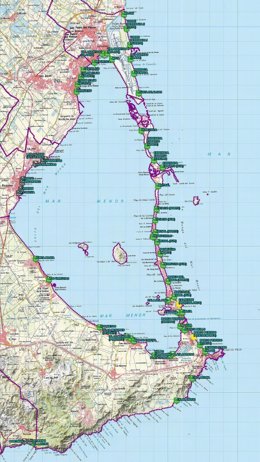 Mapa banderas playas puestos de vigilancia Plan Copla