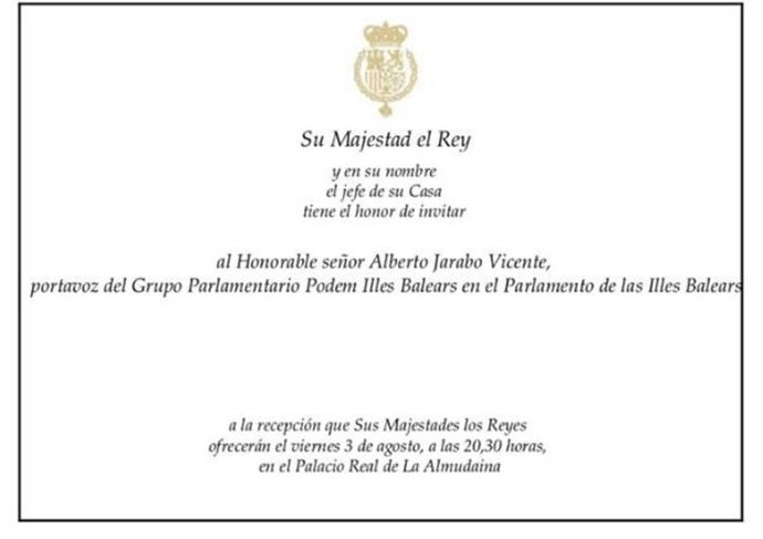 Invitación de los Reyes al portavoz de Podemos, Alberto Jarabo