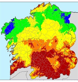 Riesgo extremo de incendio en la provincia de Ourense y el sur de Pontevedra