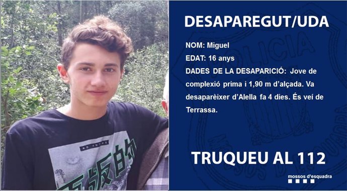 Adolescente de 16 años desaparecido en Argentona