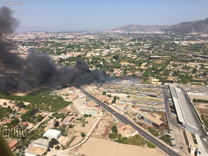 Imagen aérea del incendio