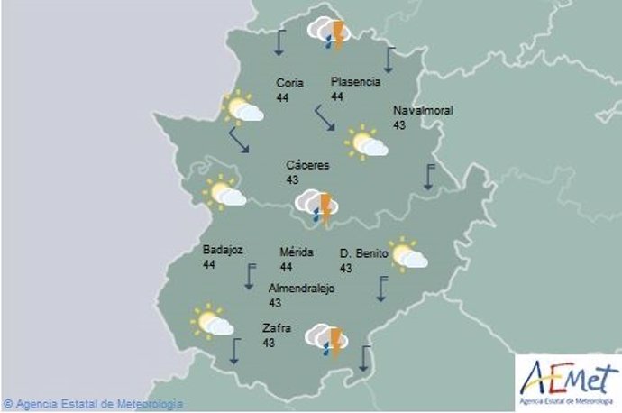 Previsión para la tarde de este sábado en Extremadura