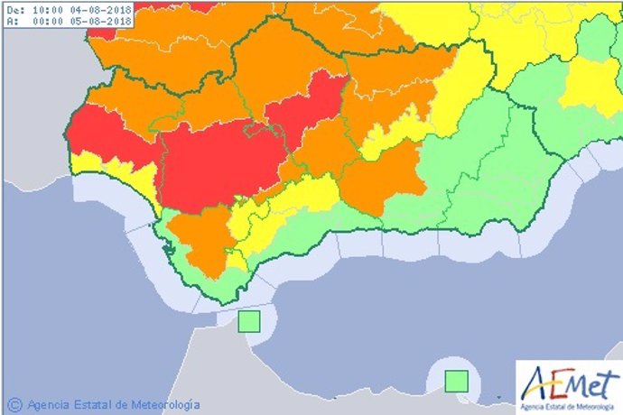 Activada la alerta roja en Sevilla, Córdoba y Huelva