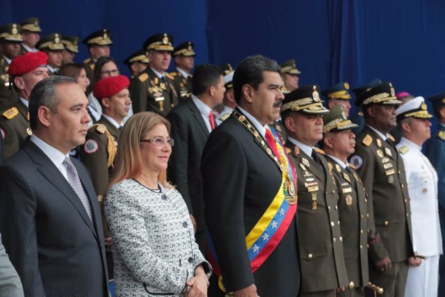 Maduro en un desfile militar en Caracas 