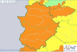 Avisos de nivel naranja por calor en Extremadura para este domingo
