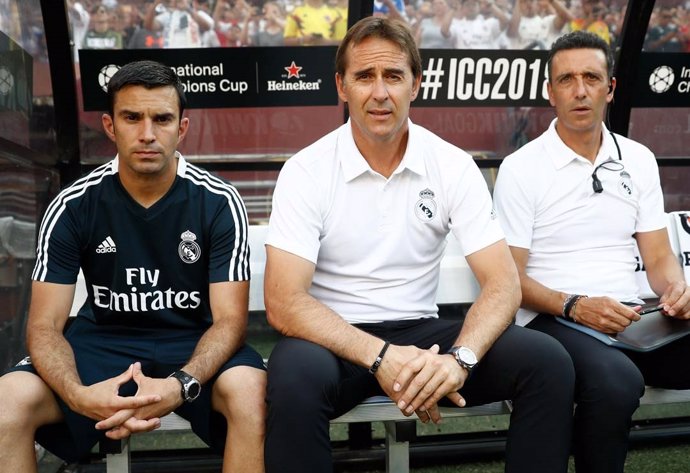 El entrenador del Real Madrid, Julen Lopetegui, en un partido de pretemporada