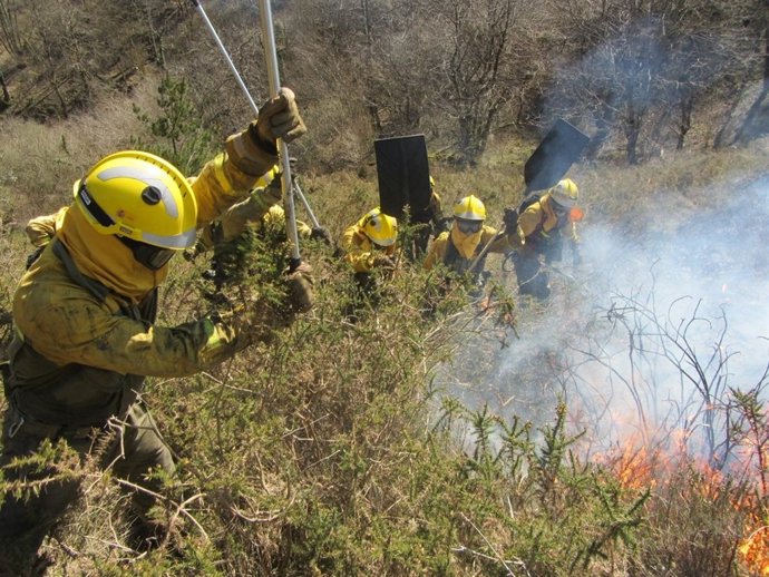 Efectivos del Ministerio trabaja en el incedio de San Vicente de Alcántara