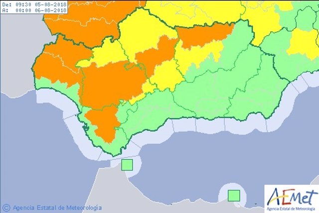 Alerta naranja en cinco provincias andaluzas por altas temperaturas