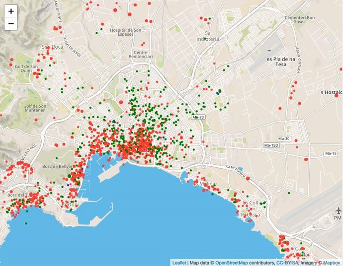 Mapa Airbnb Palma