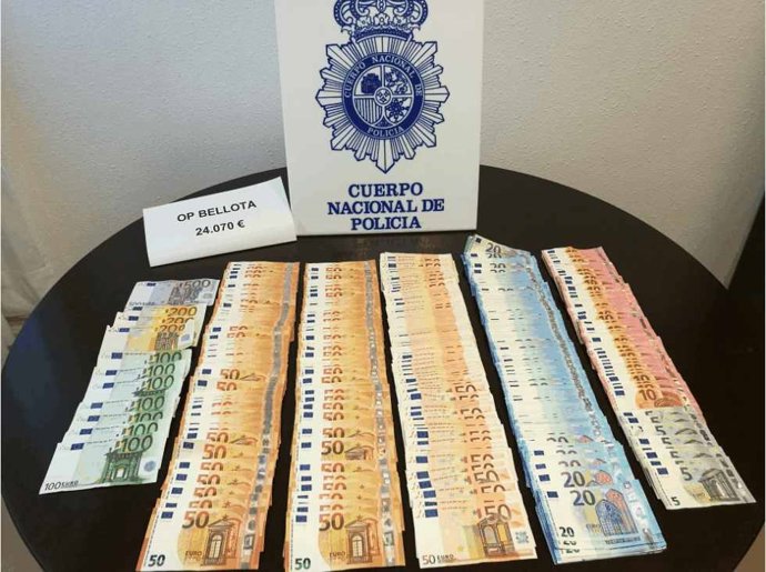 Dinero en efectivo intervenido en la operación Bellota