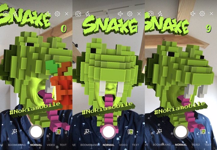 Efectos del juego Snake en la cámara de Facebook 