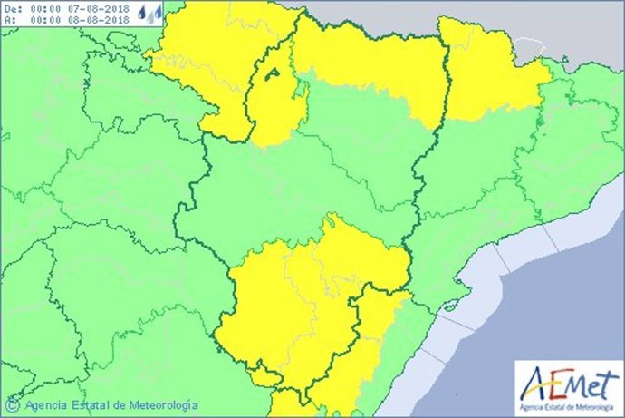 Aviso amarillo por lluvias y tormentas este martes