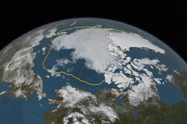 Reducción de la cobertura mínima de hielo en el Ártico en 2016