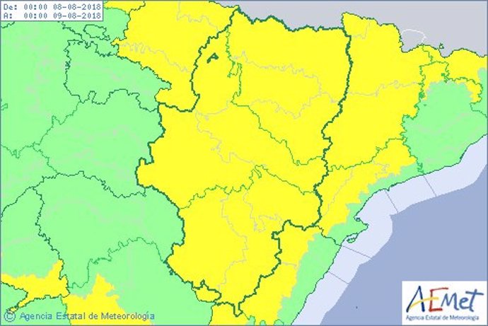 Aviso amarillo por lluvias y tormentas este miércoles