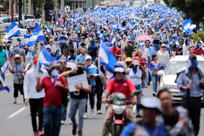 Manifestación contra el Gobierno de Daniel Ortega en Managua