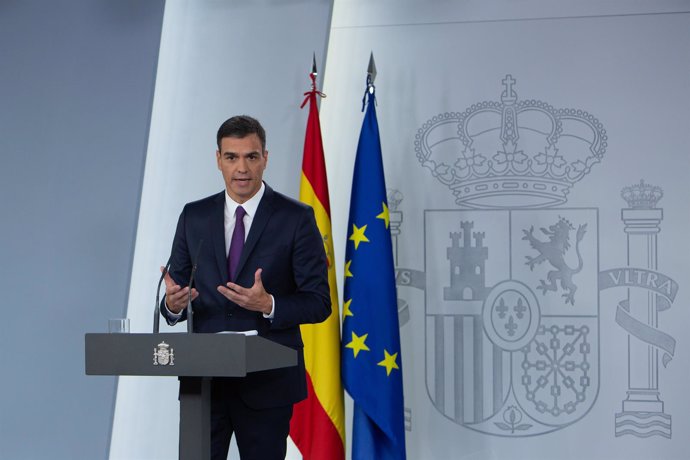 El presidente del Gobierno, Pedro Sánchez, comparece ante los medios después del