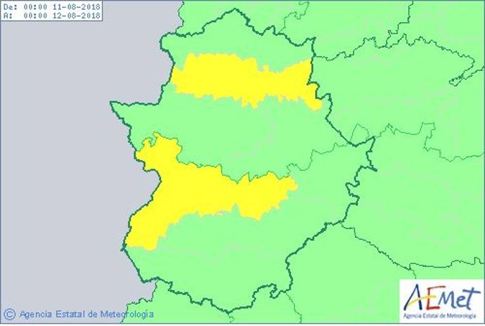 Avisos en Extremadura para 10 de agosto