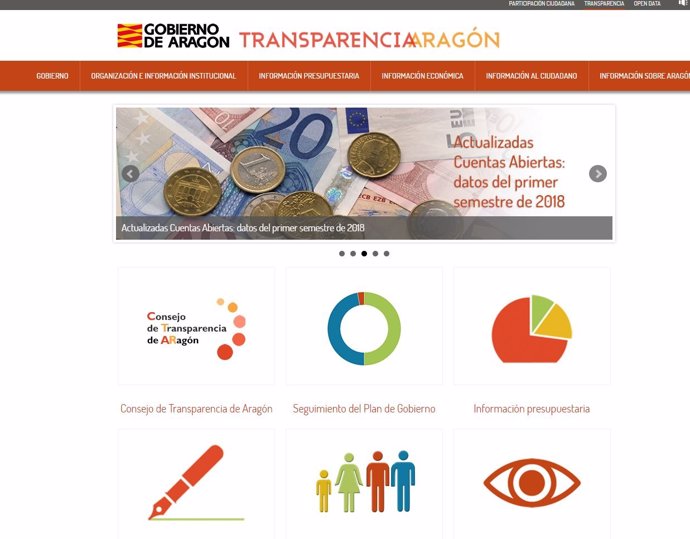 Portal de transparencia del Gobierno de Aragón.