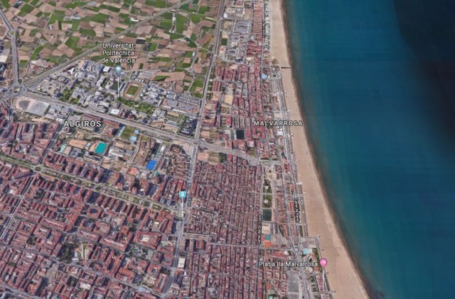 Localización de la playa de la Malvarrosa de València
