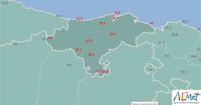 Máximas en Cantabria el 11 de agosto de 2018