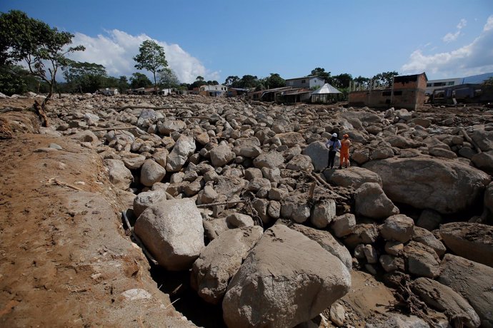 Restos de las inundaciones en Mocoa, el año pasado