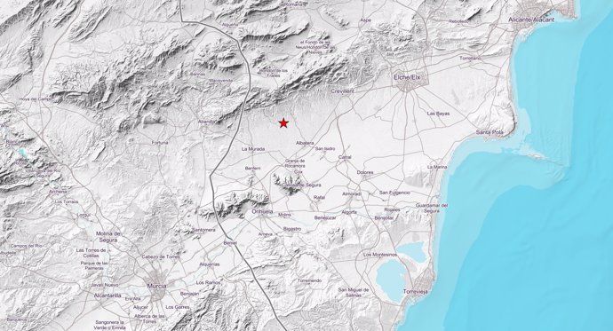Localización de un terremoto en Albatera
