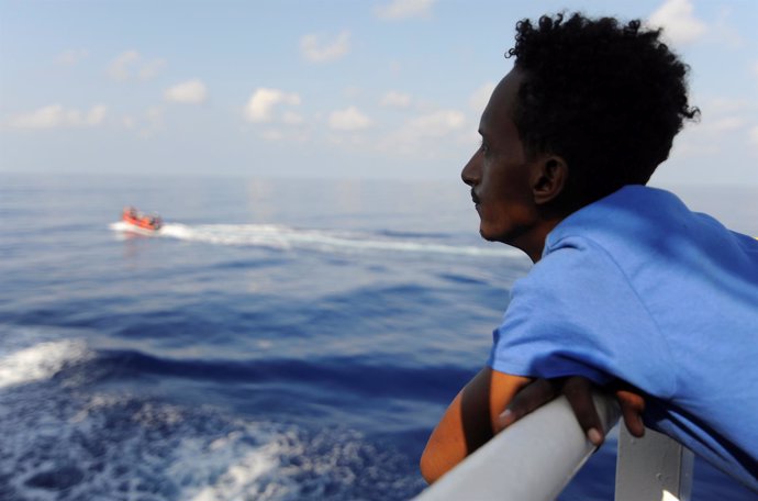 Migrante a bordo del 'Aquarius'