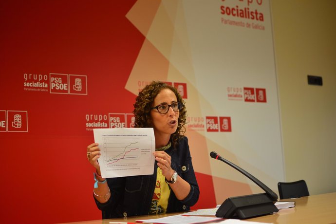 A deputada do PSdeG Noela Blanco na rolda de prensa