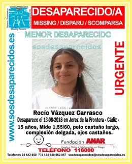 La menor desaparecida Rocío Vázquez Carrasco