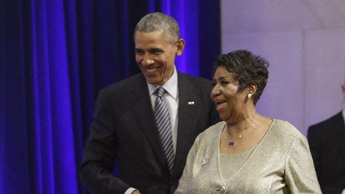 Barack Obama y Aretha Franklin