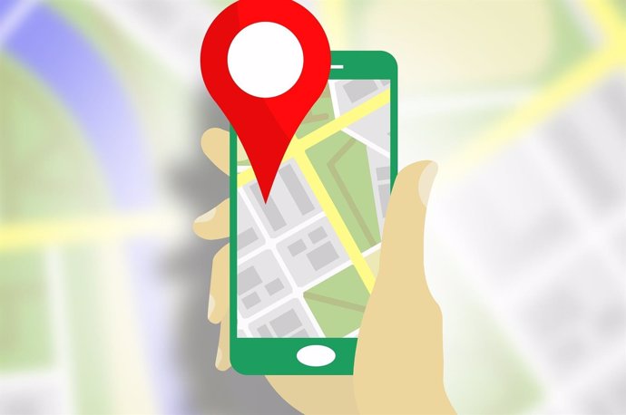 Navegador GPS en smartphone y ubicación