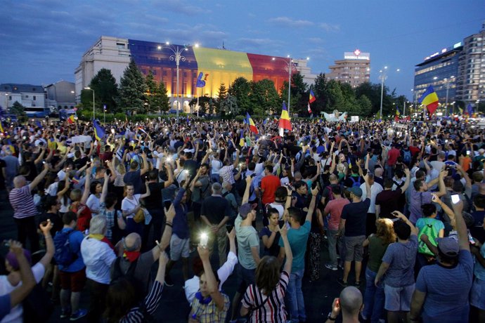 Manifestación Bucarest agosto